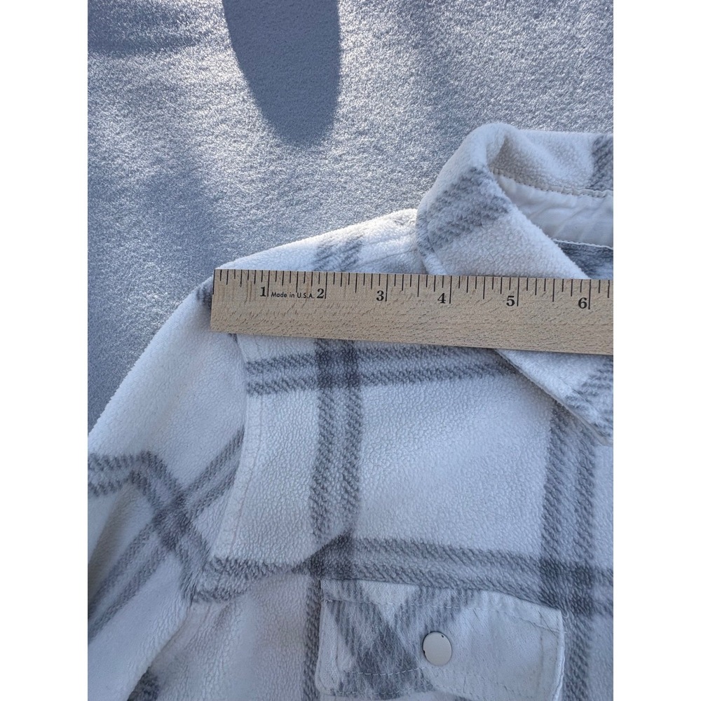 O'Neill Mens Cream Grey Plaid Fleece Shirt Jacket Shacket Size Medium - Picture 8 of 16